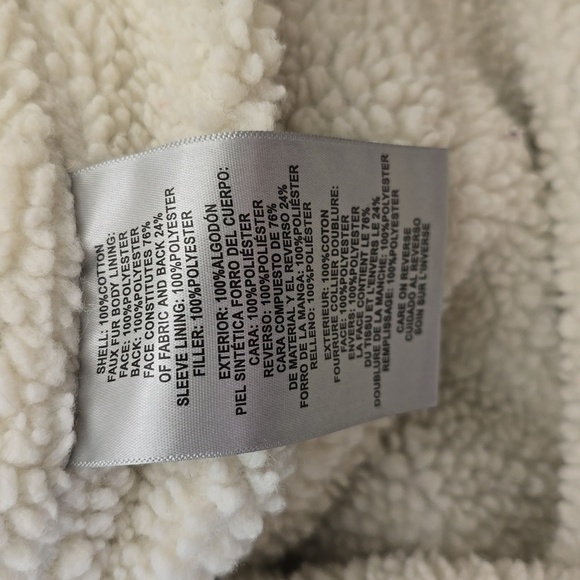 LEVI'S Light Wash Denim Jacket with Cream Sherpa lining Women's Sz L - Picture 8 of 9